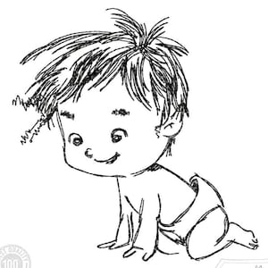 Cute Baby Doodle Embroidery Design, Baby Boy BabyGirl Design, Pattern for Machine embroidery design, pes, hus, dst, exp etc.INSTANT DOWNLOAD