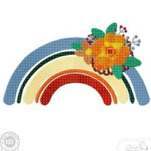 Rainbow Embroidery  Design, Rainbow and Flowers Motif,Pattern for Machine embroidery design, pes, hus, dst, exp etc. INSTANT DOWNLOAD,