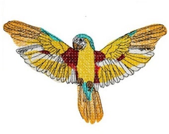 Parrot Embroidery Design, Parrot and Bird Motif, Pattern for Machine embroidery design, pes, hus, dst, exp etc. INSTANT DOWNLOAD,