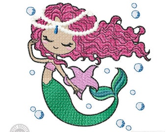 Mermaid Embroidery Design, Mermaid and sea star Motif, Pattern for Machine embroidery design, pes, hus, dst, exp etc. INSTANT DOWNLOAD,