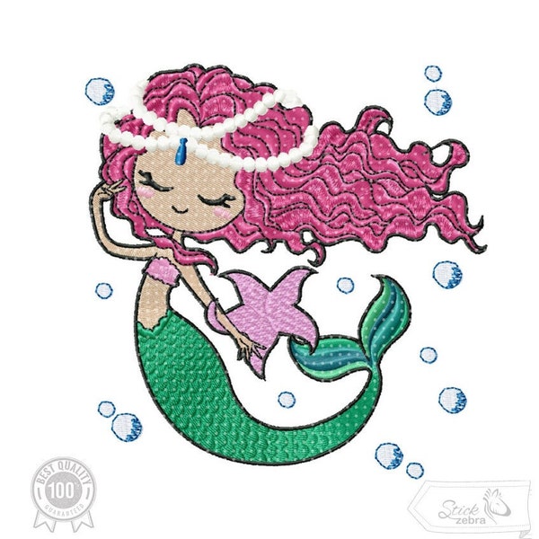 Mermaid Embroidery Design, Mermaid and sea star Motif, Pattern for Machine embroidery design, pes, hus, dst, exp etc. INSTANT DOWNLOAD,