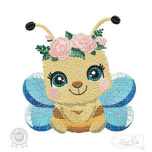 Bee Embroidery Design, Bee and Rose Motif, Pattern for Machine embroidery design, pes, hus, dst, exp etc. INSTANT DOWNLOAD,