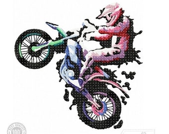 Biker Motocross Embroidery Design, Motocross Motif, Pattern for Machine embroidery design, pes, hus, dst, exp etc. INSTANT DOWNLOAD,
