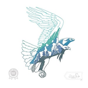 Eagle Embroidery Design, Eagle engraving drawing Motif, Pattern for Machine embroidery design, pes, hus, dst, exp etc. INSTANT DOWNLOAD,
