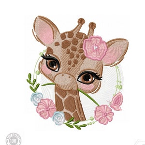 キリン刺繍デザイン、サファリキッズ動物モチーフ、機械刺繍デザインのパターン、pes、hus、dst、expなど。インスタントダウンロード、