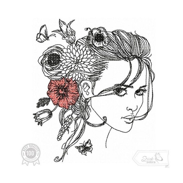 Motif de broderie pour femmes, motif de papillons et de fleurs, modèle pour motif de broderie à la machine, pes, hus, dst, exp etc. TÉLÉCHARGEMENT INSTANTANÉ,