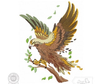 Eagle Embroidery Design, Eagle on Branch Motif, Pattern for Machine embroidery design, pes, hus, dst, exp etc. INSTANT DOWNLOAD,