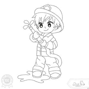 Firefighter Embroidery Design, firefighter to color in Motif, Pattern for Machine embroidery design, pes, hus, dst, exp etc.INSTANT DOWNLOAD