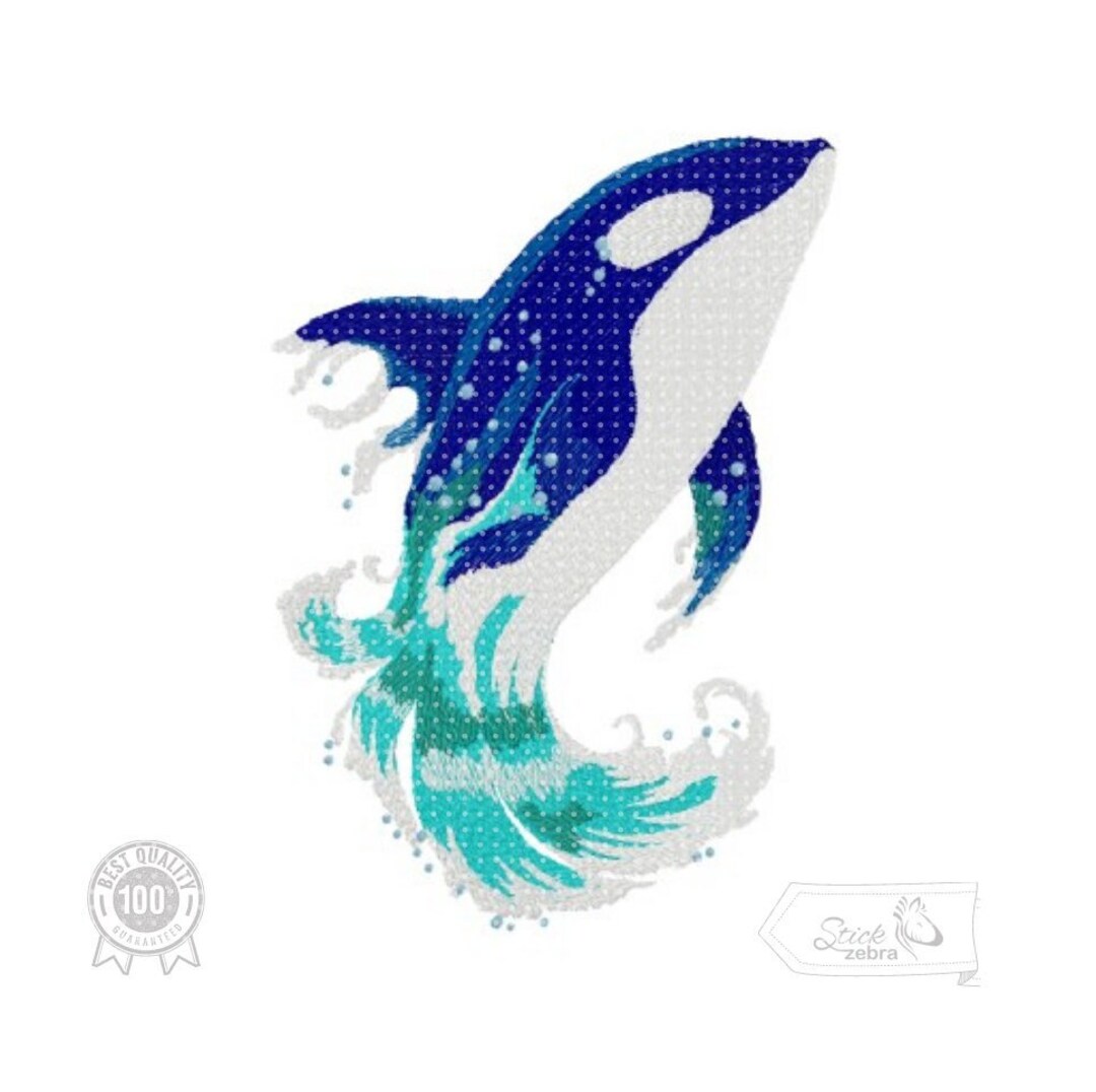 Orca Embroidery Design, Whale and Sea Motif, Pattern for Machine ...