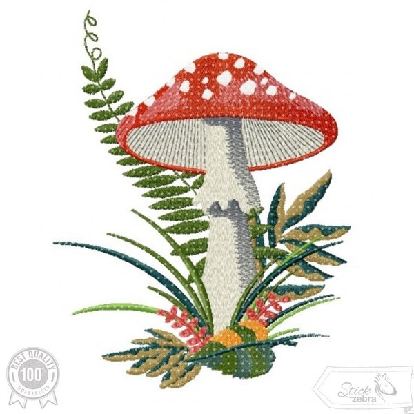 Mushroom Embroidery Design, Forest Nature Motif, Pattern for Machine embroidery design, pes, hus, dst, exp etc. INSTANT DOWNLOAD,