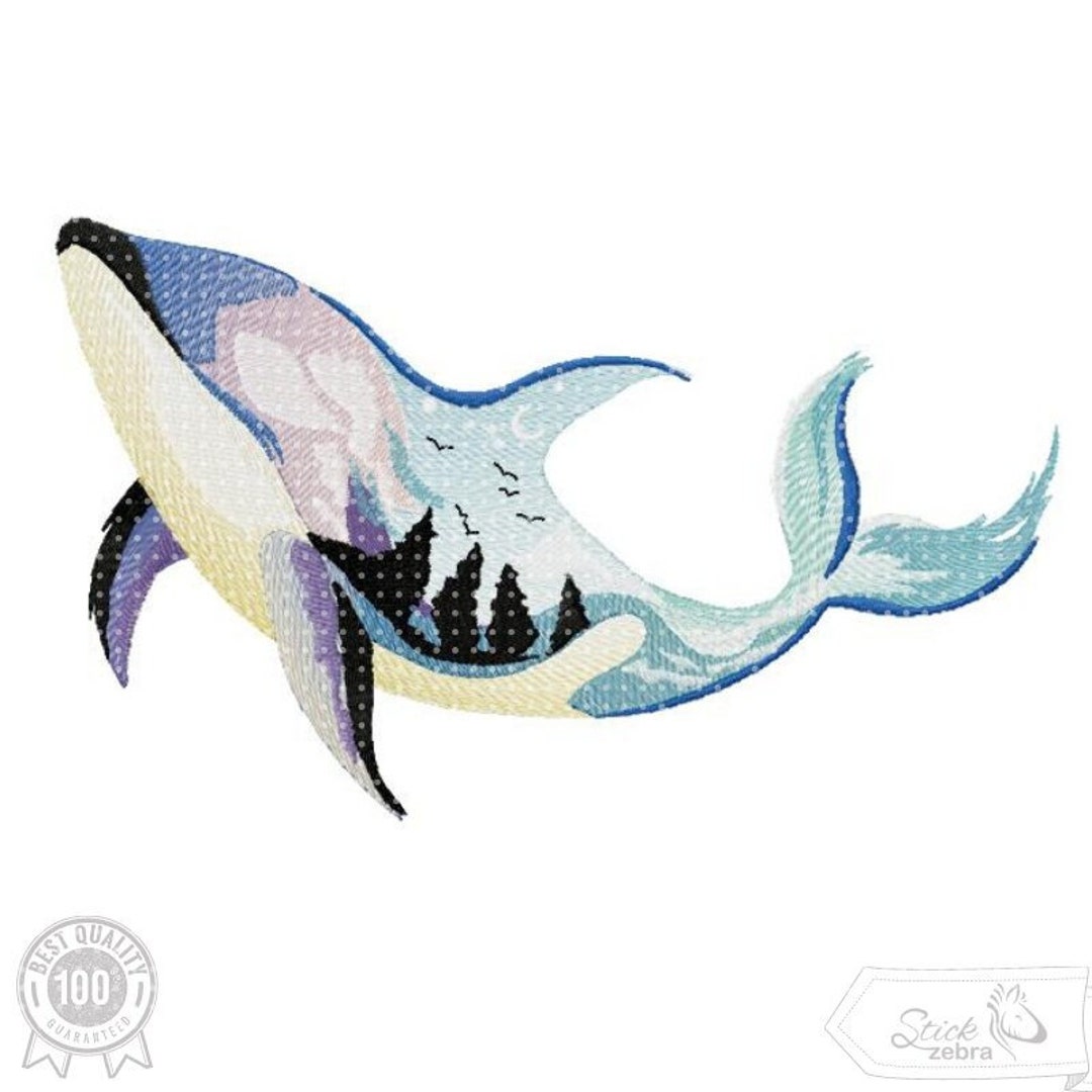 Whale Embroidery Design, Orca Nature With Ocean Motif, Pattern for ...