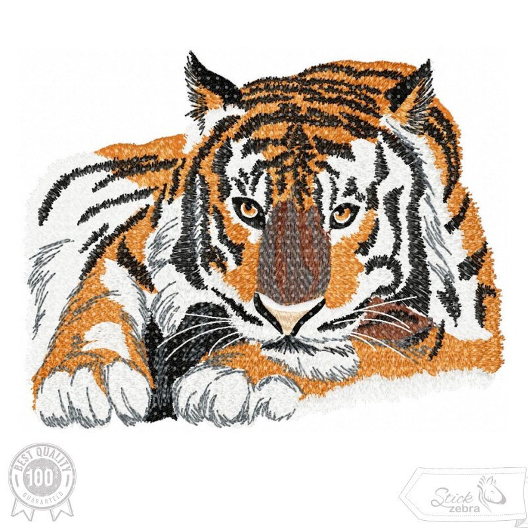 Tiger Embroidery Design, Nature Animal Motif, Pattern for Machine
