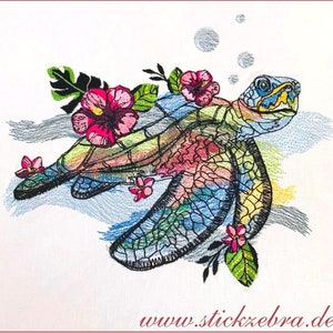 Sea Turtle Embroidery Design, turtles and flowers motifs, pattern for machine embroidery design, pes, hus, dst, exp etc. INSTANT DOWNLOAD image 9