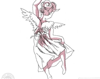 Angel Embroidery Design, Angel and christmas Doodle Motif, Pattern for Machine embroidery design, pes, hus, dst, exp etc. INSTANT DOWNLOAD