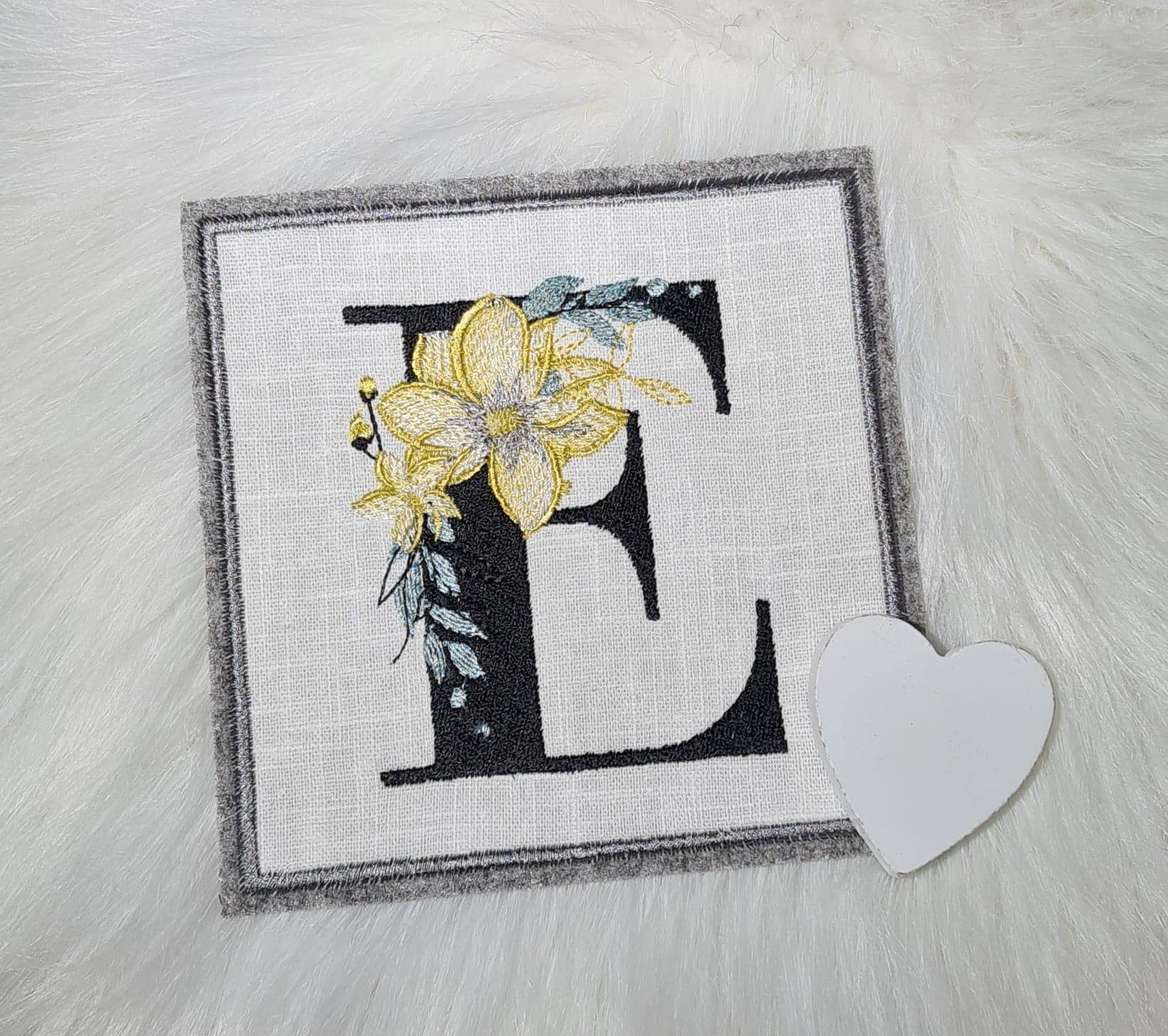 Letter E Embroidery Design, Flowers and Alphabet Motive, Patterns for ...