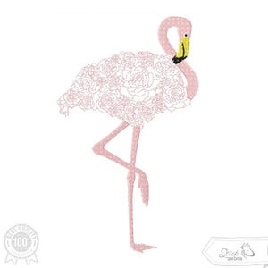 Flamingo Embroidery Design, Flamingo Bird and Flower Motif, Pattern for Machine embroidery design, pes, hus, dst, exp etc. INSTANT DOWNLOAD