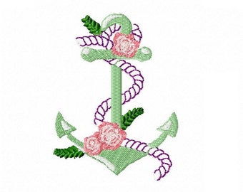 Anchor Embroidery Design, Anchor and Flowers Motif, Pattern for Machine embroidery design, pes, hus, dst, exp etc. INSTANT DOWNLOAD,