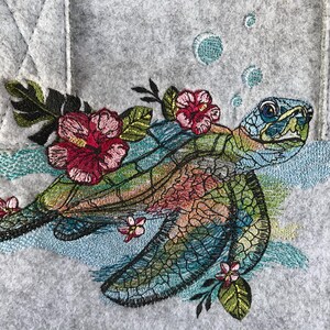 Sea Turtle Embroidery Design, turtles and flowers motifs, pattern for machine embroidery design, pes, hus, dst, exp etc. INSTANT DOWNLOAD image 2