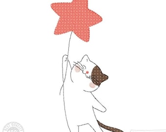 Cat Set Embroidery Design, Cute Kitten Kids Motif, Pattern for Machine embroidery design, pes, hus, dst, exp etc. INSTANT DOWNLOAD