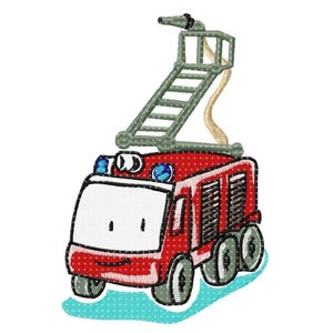 Fire Car Truck Embroidery Design, Fire Truck and Director Motif, Pattern for Machine embroidery design, pes, hus, dst, exp INSTANT DOWNLOAD