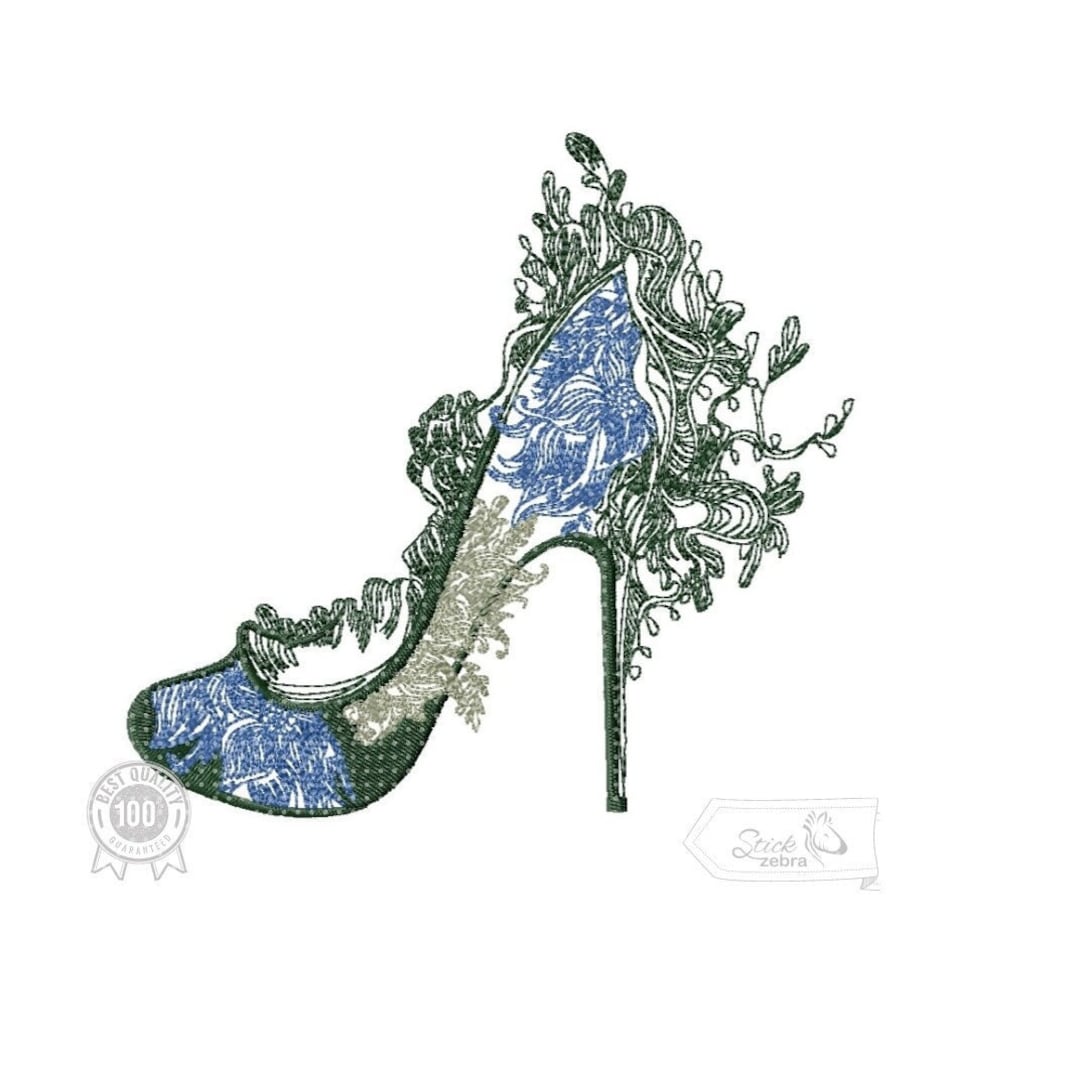 Custom Pink High Block Hand Embroidered Heel.