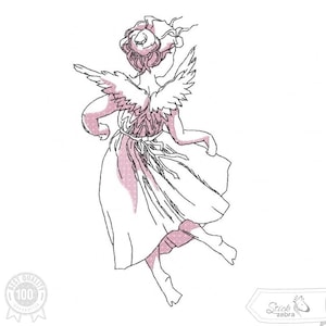 Angel Embroidery Design, Angel and christmas Doodle Motif, Pattern for Machine embroidery design, pes, hus, dst, exp etc. INSTANT DOWNLOAD