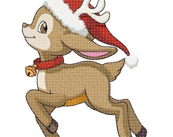 Reindeer Embroidery Design, Reindeer and Christmas Motif, Pattern for Machine embroidery design, pes, hus, dst, exp etc. INSTANT DOWNLOAD,