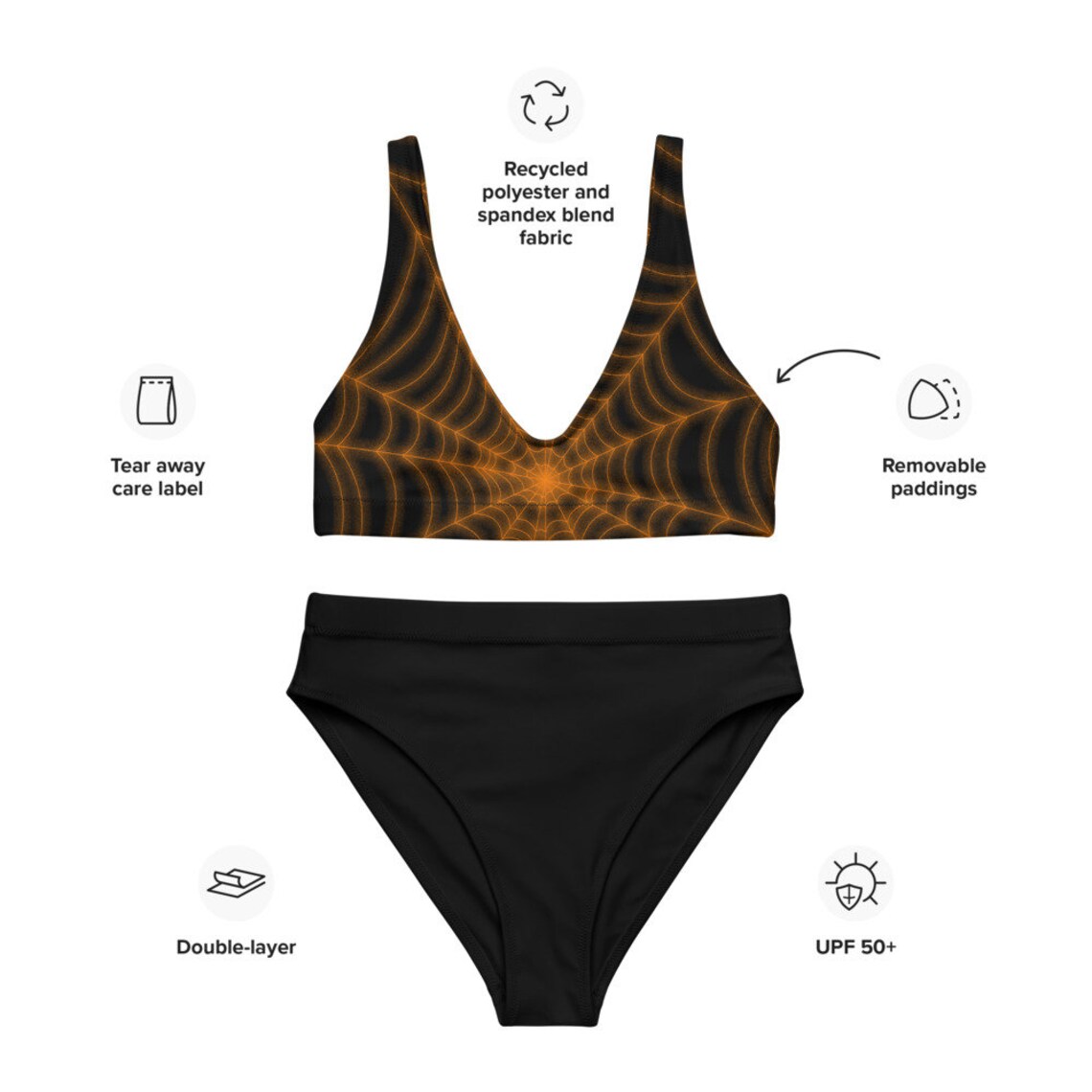 Cobweb Print Gothic Bikini Plus Size Swimwear Plus Size Etsy