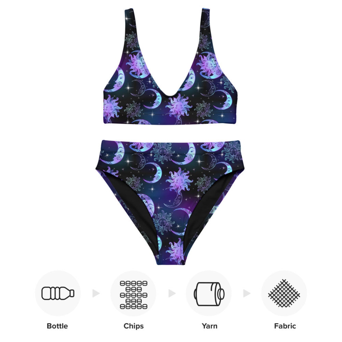 Stars and Moon Bikini Gothic Swimwear Witchy TwoPiece Swim Etsy