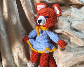 Foxy Fox, Baby toy, Knit toy, Hand made. Gift for a girl, Gift for a boy, New Mum gift