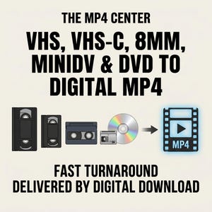 VHS, VHS-C, 8mm, MiniDV and DVDs to Digital MP4