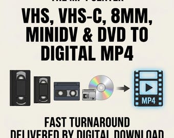 VHS, VHS-C, 8mm, MiniDV and DVDs to Digital MP4