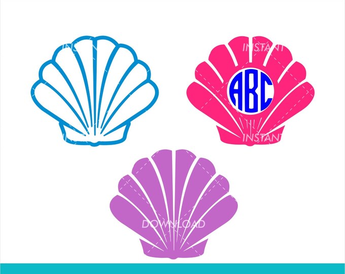 Download Craft Supplies Tools Kits Svg Files Mermaid Shell Monogram Svg Mermaid Svg Mermaid Clam Svg Summer Svg Cutting Files For Silhouette And Cricut