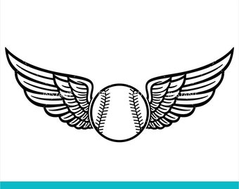 Download Baseball wings svg | Etsy