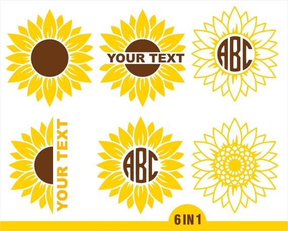 Download 6 Sunflower Bundle Svgflower Svg Sunflower And Gift Monogram Etsy