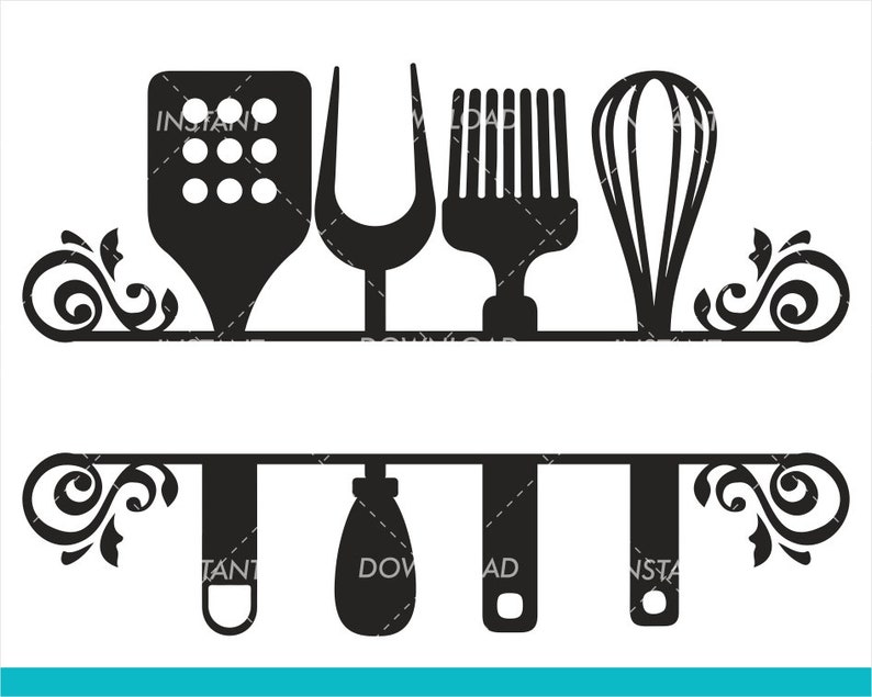 Download Kitchen Split Frame SVG / Kitchen Monogram svg / Flourish ...