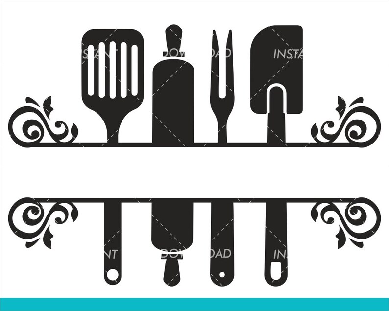 Kitchen Split Frame SVG / Kitchen Monogram svg / Flourish | Etsy