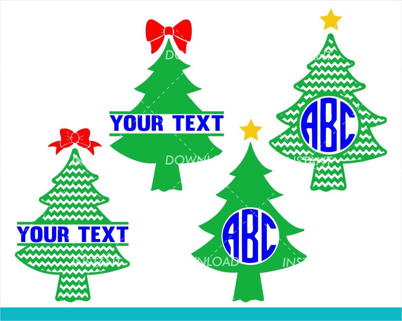 Download Christmas tree monogram SVG / Tree with bow SVG / Split ...