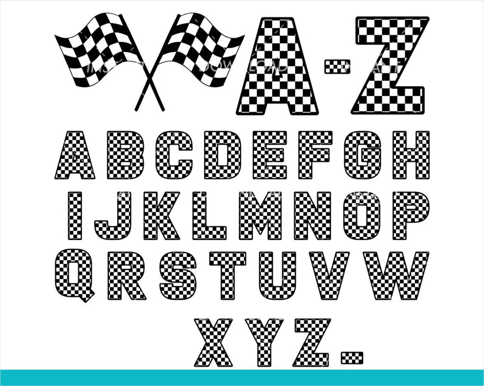 Checkered Alphabet SVG / Checkered Letters / Racing Flag / Etsy