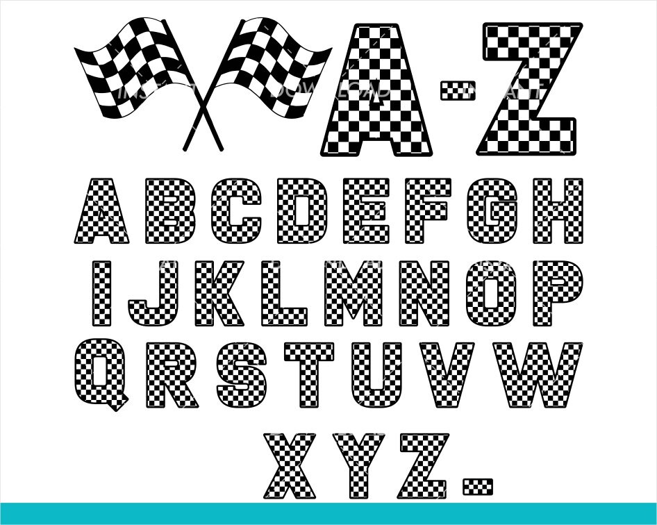 Checkered Alphabet SVG / Checkered Letters / Racing Flag / Etsy