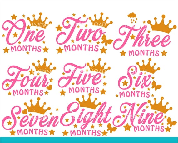 Princess Age Months Svg Cutting File Baby Months Svg Cutting Etsy