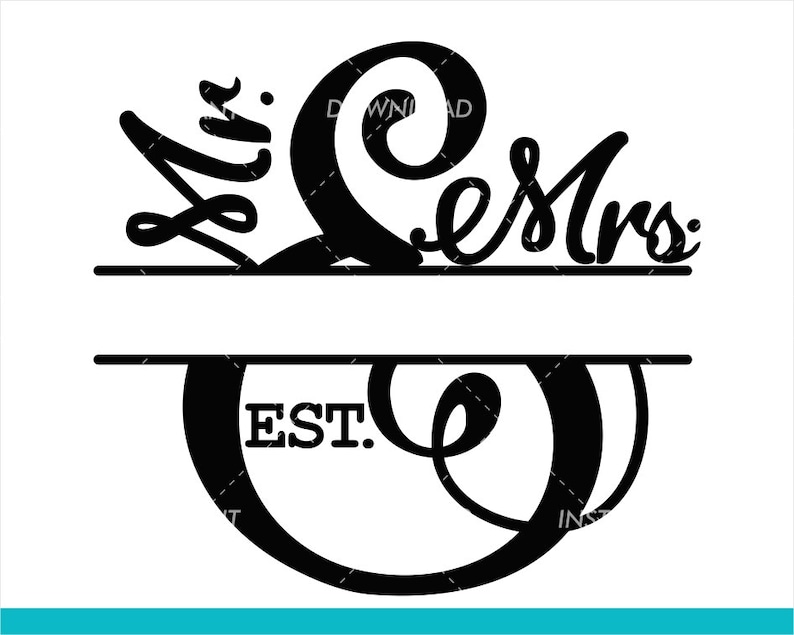 Download Mr. And Mrs. Split Monogram Frame SVG / Wedding Surname ...