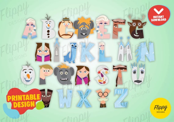 printable frozen alphabet instant download printable design etsy india