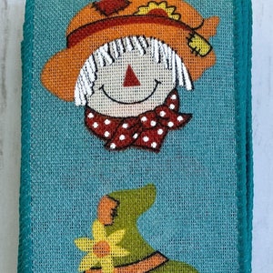 Scarecrows Fall Ribbon, Wired Edge, 2.5" Wide, 5 Yards