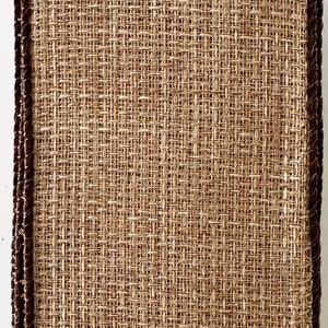 Burlap Looking Weaved 5 YARDS-2.5&quot; Wide Wire Edge Ribbon for Crafting Wreath Supply Fall Decor