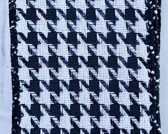 Ruban filaire pied-de-poule, noir et blanc, 2,5" x 5 mètres