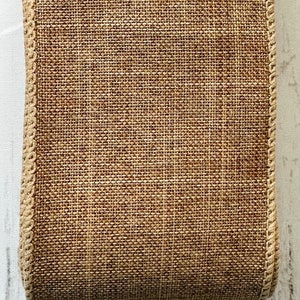 Darker Burlap Looking 5 YARDS-2.5&quot; Wide Wire Edge Ribbon Craft Project Bow Making Wreath Making