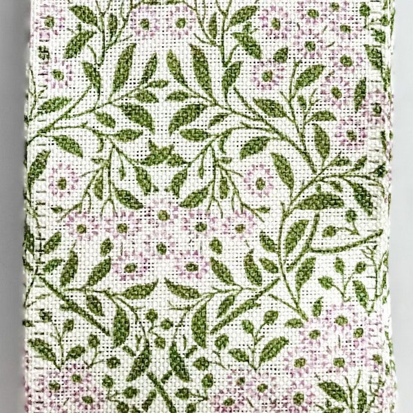 Dainty Light Purple/Lavendar Flowers with Greenery 5 Yards 2.5" Wire Edge Ribbon Spring/Summer/Bright Colors