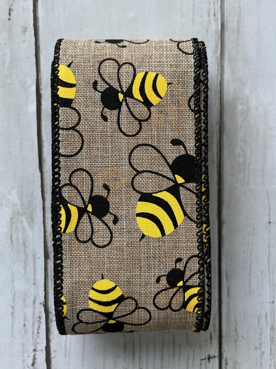 5 Yards Bumble Bee Ribbon Honey Bee Ribbon Spring Bee Print