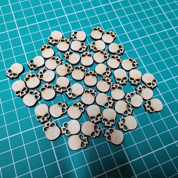 16mm flat skull tokens for boardgames role-playing games warhammer etc 3mm laser cut mdf x 50